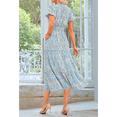 thumbnail image 7 of Summer Maxi Dresses for Women 2025 Casual V Neck Puff Short Sleeve Smocked Flowy Beach Boho Long Floral Dress White L, 7 of 7