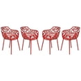 thumbnail image 1 of LeisureMod Fauteuil de Salle à Manger Moderne Devon Intérieur Extérieur en Aluminium Rouge Ensemble de 4, 1 of 9