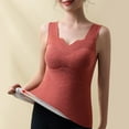 thumbnail image 2 of felwors Women's Thermal Tank Top with Built-in Bra - Lace V-Neck Fleece Lined Slim Fit Base Layer Vest Red, XL, 2 of 4