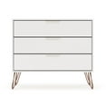 thumbnail image 1 of Rockefeller Commode Mi-Siècle Moderne avec 3 Tiroirs en Blanc, 28.86 x 35.24 x 17.52 Po., 1 of 1