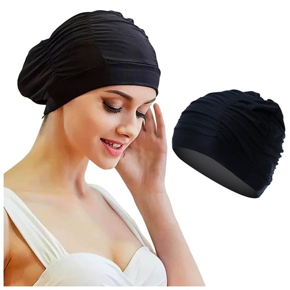Ediodpoh Women Swimming Cap for Long or Short Hair Elastic Bathing Turban Cap for Comfortable Swim Dark Gray
