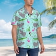 thumbnail image 3 of Fuzoiu Hippo With Flamingos And Crocodiles Print Hawaiian Shirt for Men, Summer Beach Casual Short Sleeve Button Down Shirts, Men’s Beach Summer Shirts with Pocket,Medium, 3 of 7