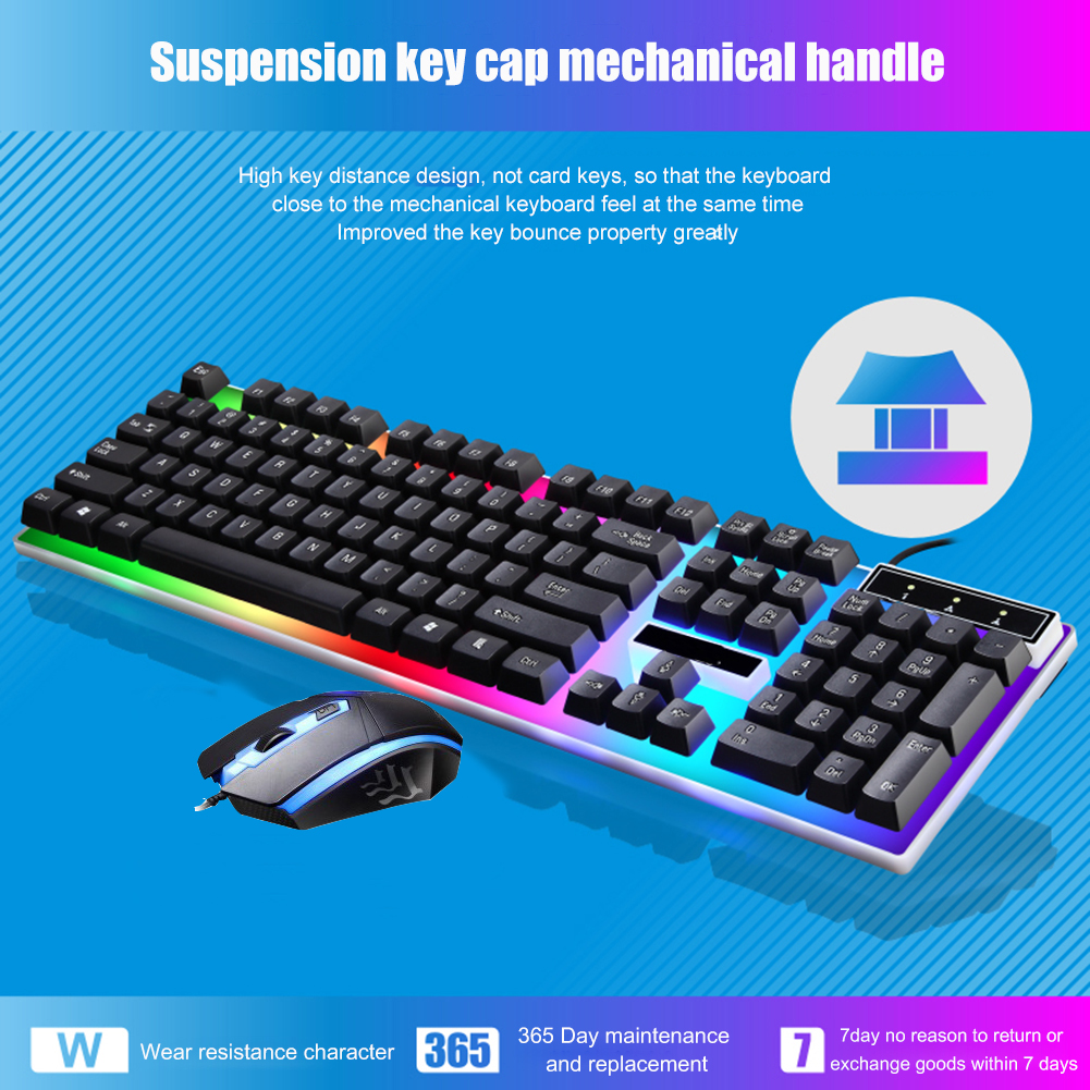 Poseca Wired Gaming Keyboard and Mouse Combo, RGB Backlit Gaming Keyboard, Red Backlit Game Keyboard for Windows PC Gamers - image 2 of 4