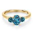 thumbnail image 3 of Gem Stone King 10K Yellow Gold London Blue Topaz Engagement Ring for Women | 1.44 Cttw | Oval 7X5MM | Gemstone November Birthstone | Size 5, 3 of 6