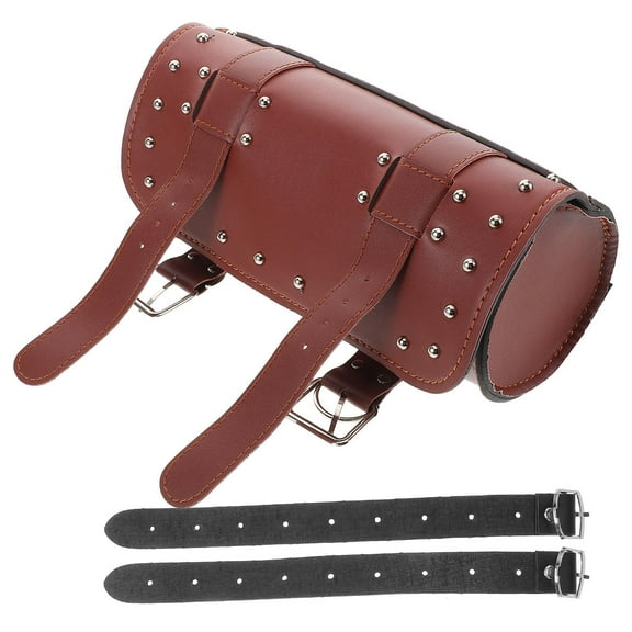 PTOOTP Brown Universal Motorcycle Saddlebag with Waterproof Tool Pouch and Handlebar Storage Bag