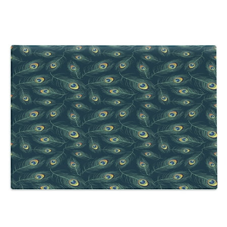 

Feather Cutting Board Colorful Middle Eastern Exotic Peacock Feather Motifs on a Dark Toned Background Decorative Tempered Glass Cutting and Serving Board Large Size Multicolor by Ambesonne