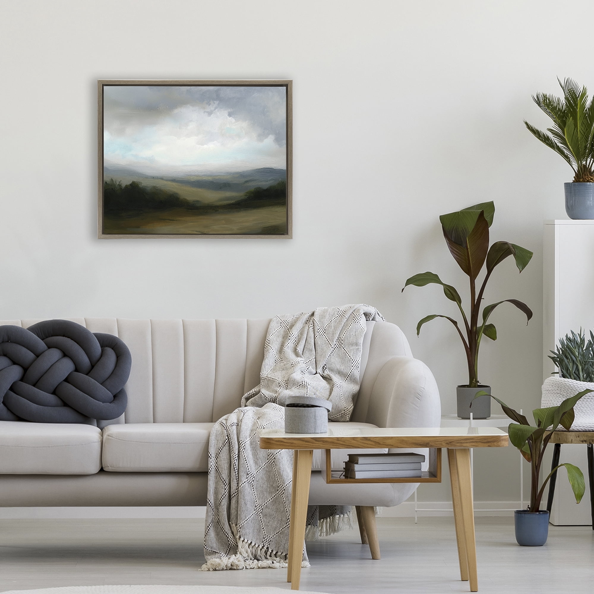 Stupell Industries Refreshed Quiet Rolling Hills Brown Framed Floater Canvas Wall Art, design by Annabelle Hall