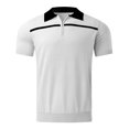 thumbnail image 3 of XDZJLR Mens Shirts Muscle Turn Down Color Block Slim Fit Short Sleeve Striped Golfs Zipper Soft Tops, 3 of 5