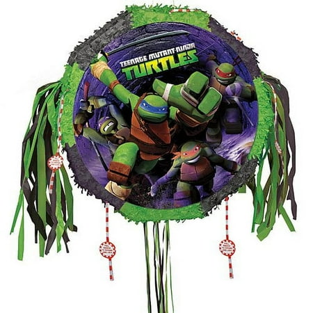 Unique Industries Teenage Mutant Ninja Turtles Multi-color Asymmetrical Birthday Pull String Pinata, 19" x 18"