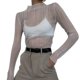 thumbnail image 1 of Camiseta blanca de manga larga para mujer, estilo ins ins, principios de otoño, camiseta transparente de malla, top ajustado de cuello alto de color sólido, 1 of 8