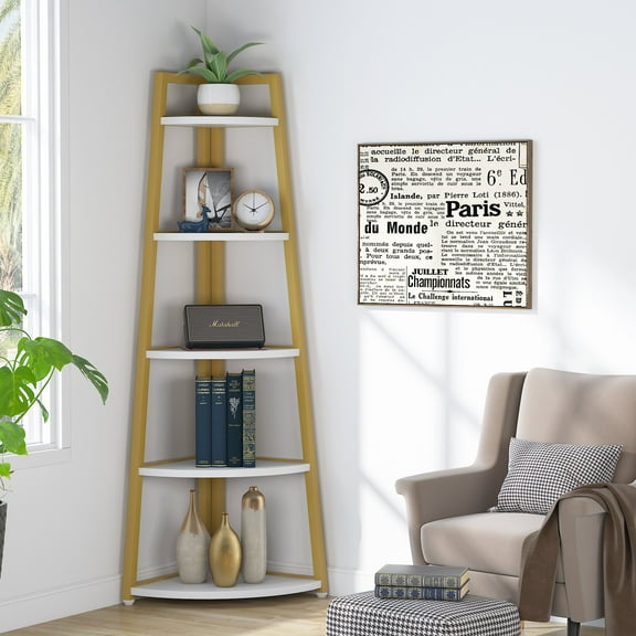 Tribesigns 5 Tier Corner Bookshelf, 70 inches Tall Corner and Bookcase Corner Display Ladder Shelf for Living Room, Kitchen, Home Office