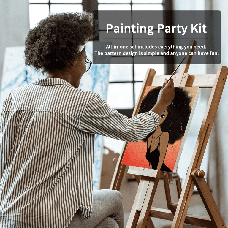 VOCHIC Sip And Paint Kits Pre Drawn Canvas Couples Painting Party Kit With Outline Canvas For Adults Date Night Games For Couple Flower Butterfly Girl Paint Art Set, 4 Pack (8