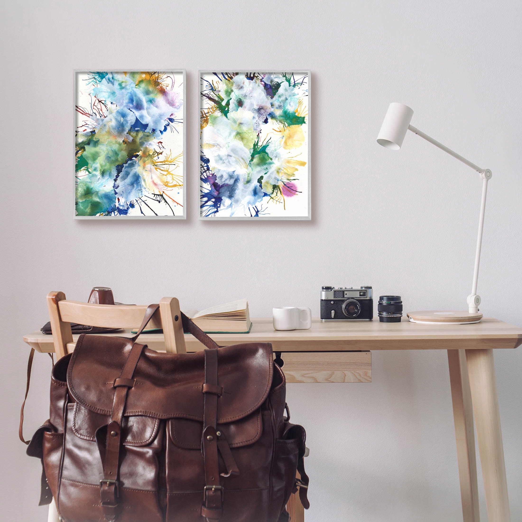 Stupell Industries Modern Urban Rainbow Splatter Graphic Art Gray Framed Art Print Wall Art, Set of 2, Design by Jodi Fuchs