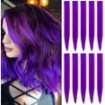thumbnail image 1 of LAICAIW Rallonges de Cheveux Colorées de 22 Pouces, Postiche Lisse, Mèches de Fête Multicolores à Clipser, Rallonges de Cheveux Synthétiques pour Femmes, Enfants, Filles (10 Pcs Violet), 1 of 6