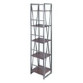 thumbnail image 3 of 5-Tier Shelf; Industrial Etagere; Walnut & Graphite; Open Storage for Home Office, 3 of 8