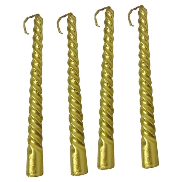 4 velas espirales largas y retorcidas de 19,5 cm para la mesa de la cena de boda Oro