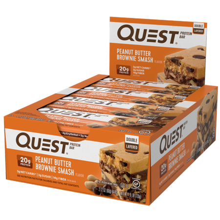 Quest Protein Bar, Peanut Butter Brownie Smash, 20g Protein, 12Ct