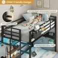thumbnail image 6 of Metal Bunk Bed Twin Over Full Size with LED Lights and Charging Station, Twin Size Loft Bed with 4 Storage Drawers and 3-Tier Open Bookshelf, Modern Bunk Beds with Pegboard and Ladder, Black, 6 of 10