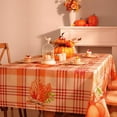 thumbnail image 2 of Fall Tablecloth 55x55 inch, Pumpkin Table Cloth Square Tables for Thanksgiving Decorations, Orange Waterproof Checkered Tablecloth Fall Table Decor for Thanksgiving Gift, 2 of 6