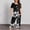 Black, variant on Women's Pajama Short Set Breezy Summer Sleep,Women's Round Neck Short Sleeve Sleepshirt and Pants Sets Loungewear Pajamas with Pockets Blue XXL