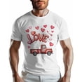thumbnail image 1 of Camisetas para hombre, camiseta de algodón con cuello redondo y diseño de camión de amor para San Valentín, camiseta de manga corta para hombre con diseño de coche de amor con corazón., 1 of 8