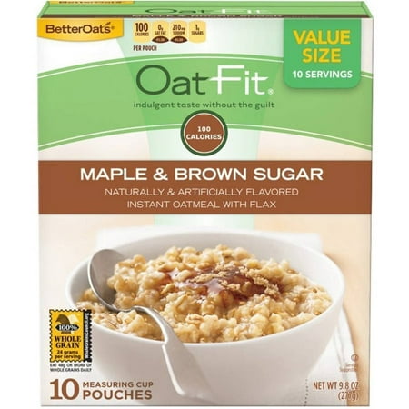 Better Oats Instant Oatmeal, Maple & Brown Sugar, 9.8 Oz, 10 Ct (Pack Of