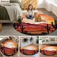 Desert 3' Round Rug for Bathroom Accent Bedside Corner, Nature Cactus ...