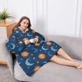 thumbnail image 5 of Oversized Wearable Blanket Hoodie,Blue Sun Moon Star Pattern Sherpa Blanket Hoodie with Super Pockets,Super Warm Fuzzy Pullover for Women & Men, 5 of 6