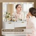 thumbnail image 3 of FANRAL 47" Large Makeup Vanity Desk with Mirror and Lights,Fluted Vanity with Chair & Power Outlet,Dressing Table for Women Bedroom,White Vanity, 3 of 8