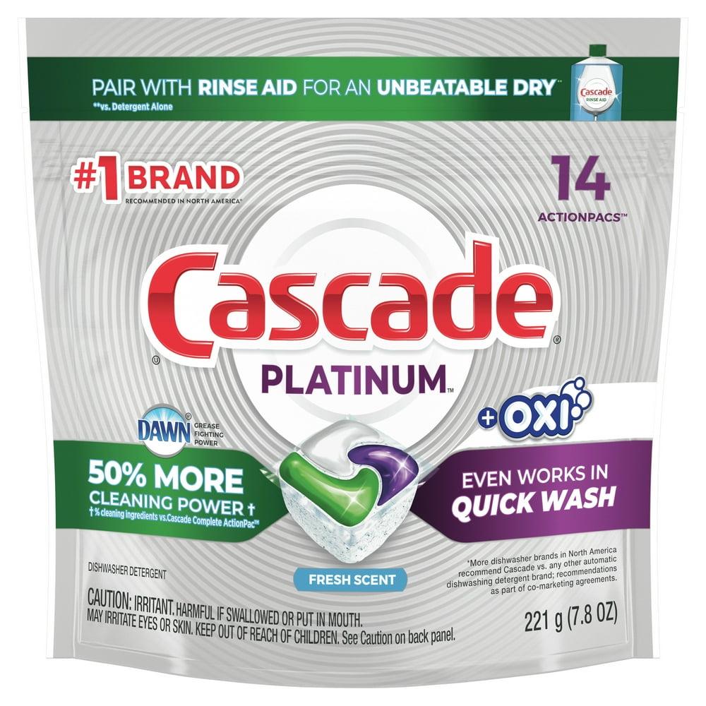 Cascade Platinum + Oxi Dishwasher Pods, ActionPacs Dishwasher Detergent