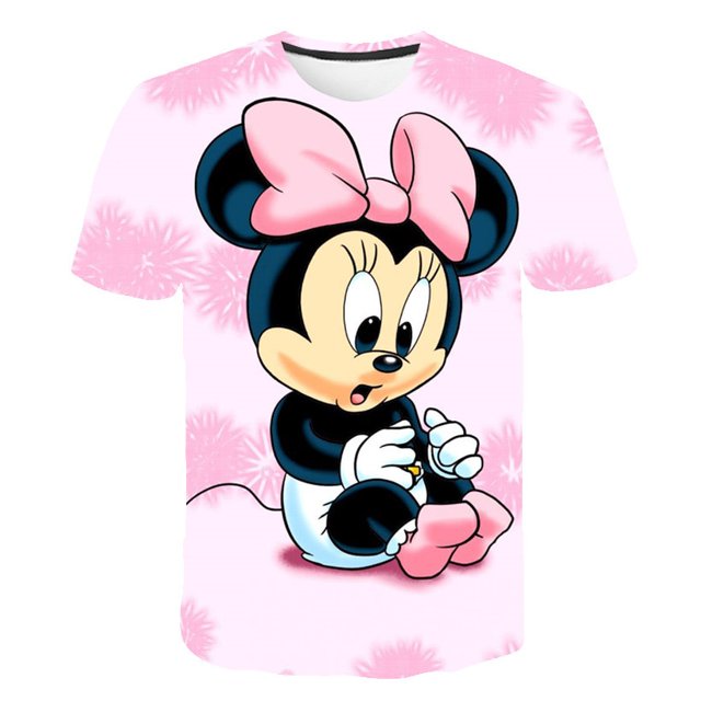 Disney Kids T-shirt Mickey Mouse Cartoon Girl T-shirt Short Sleeve Kids Street o Collar Kids Girl Loose T-shirt Ages 1-143T Gao Jinjia LED