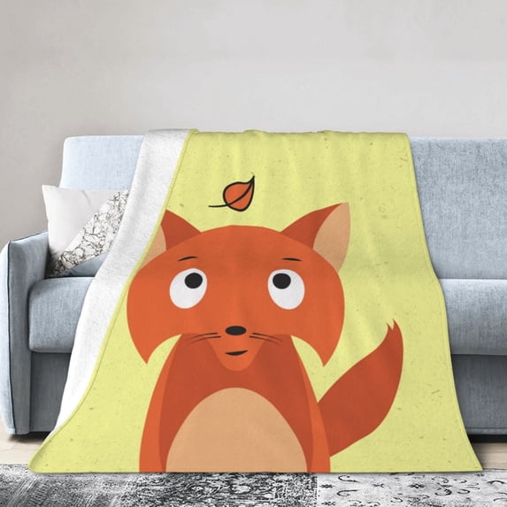 DouZhe Ultra-Soft Micro Fleece Lightweight Flannel Bed Blanket, Cute Fox Animal Print Cozy Warm Throw Blankets, 40"x30"