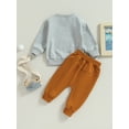 thumbnail image 5 of Toddler Baby Boy Clothes Crewneck Sweatshirt 6M 12M 18M 24M 3Y Long Sleeve Shirt with Elastic Waist Pants Set Fall Winter Outfits, 5 of 10