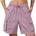 thumbnail image 2 of Bermuda Shorts for Women Elastic Waist Casual Shorts Plus Size Fashion Cargo Shorts with Pockets, 2 of 7