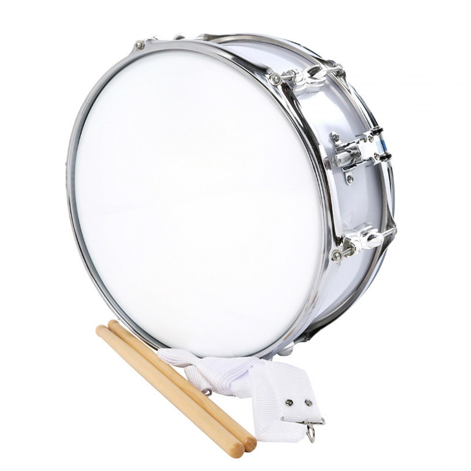 STARTIST 13" Snare Drum Music Drums Portable with Shoulder Strap Percussion Instrument Double Tone Drum for Kids Boys Girls Beginners White