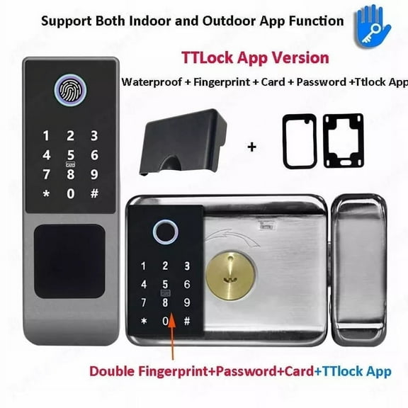 Waterproof Smart Lock Dual Fingerprint TTLock App Bluetooth Unlock for Outdoor Front Door