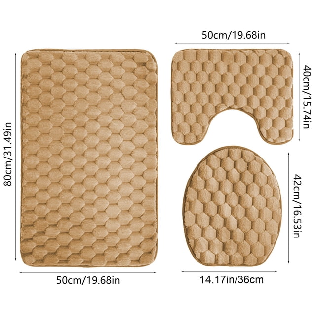 Vwrxbz Bathroom Rug Set 3 Piece Memory Foam Bath Mat Non Slip Absorbent Toilet Mat hine Washable Soft Shower Rug for Floor