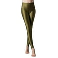thumbnail image 4 of BOOMILK Leggings for Women Glossy Casual High Waisted Elastic Yoga Pants Wearing Slim Fitting 9 Point Candy Colored Leggings Green, 4 of 4