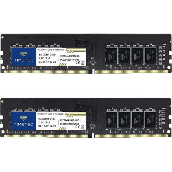 Timetec 16GB KIT (2x8GB) DDR4 2400MHz (PC4-2400T) PC4-19200 UDIMM Desktop RAM – 288-Pin 1.2V CL17 Non-ECC Unbuffered DIMM Memory Module Upgrade
