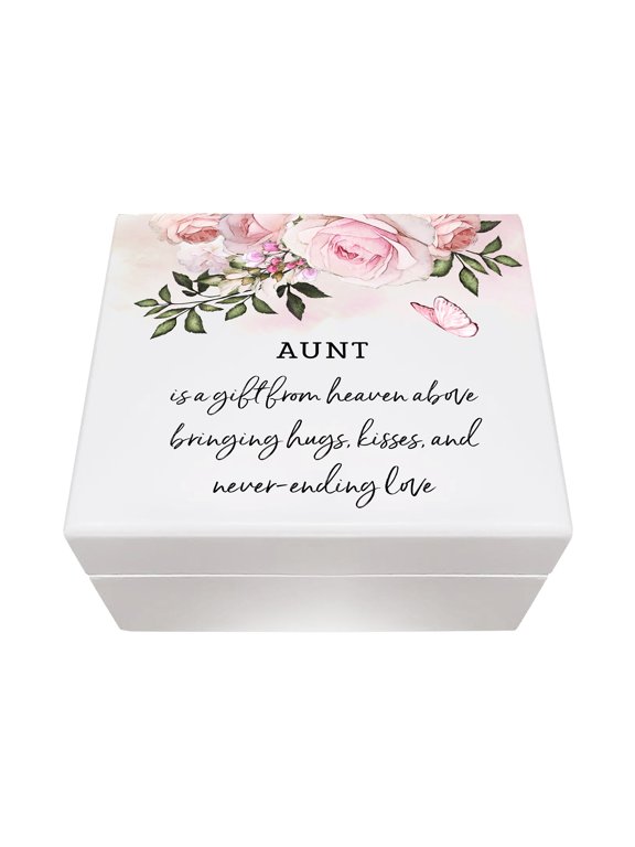 Modern Inspirational Keepsake Jewelry Box for Aunt 6x5.5in - A Gift from Heaven