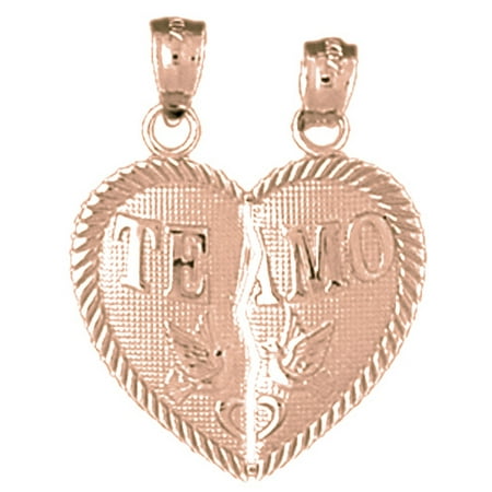 14K Rose Gold Te Amo Breakable Heart Pendant - 24 mm