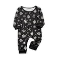 thumbnail image 4 of Yuaguia Family Christmas Matching Pajamas Set, Wish You a Merry Christmas Tree Letter Print Long Sleeve Tops and Black Snowflake Print Pants, Holiday Sleepwear, Baby 9 Months, 4 of 5