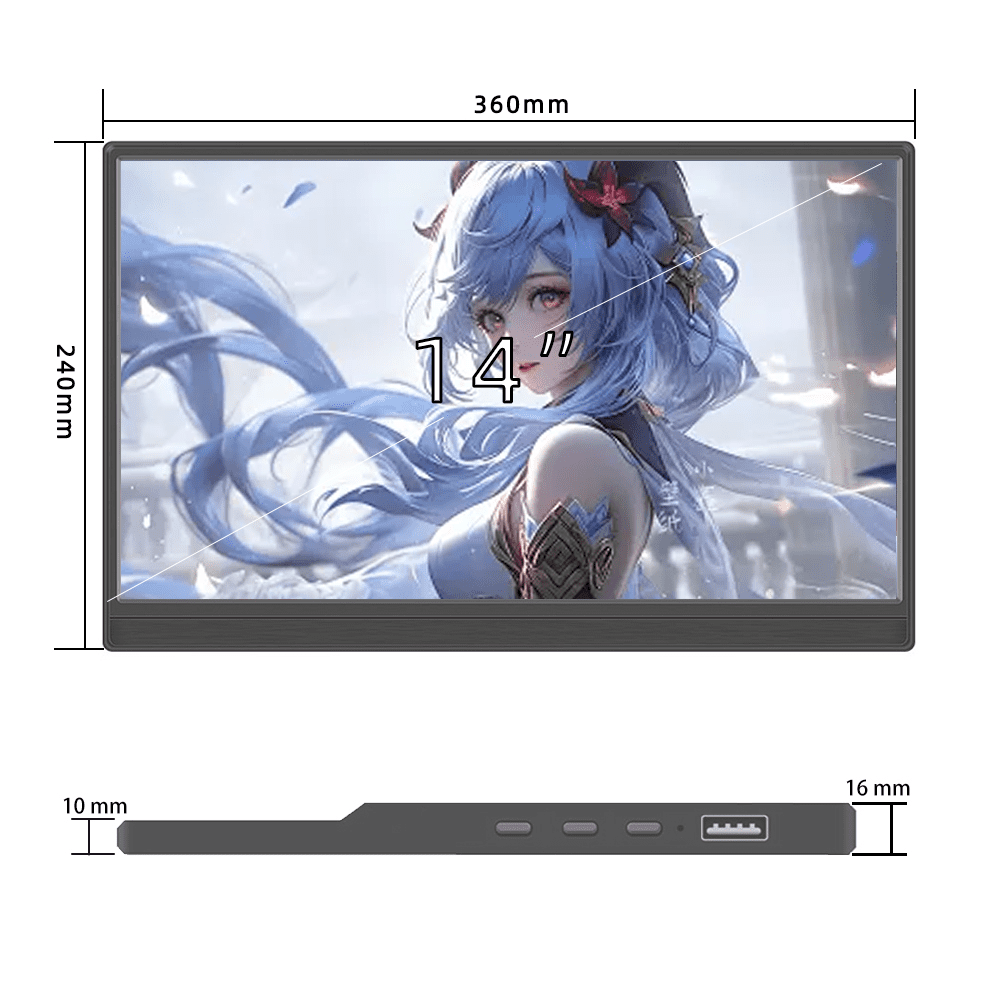 14 Inch Portable Touch Monitor 1920x1200, Ultra-Slim Plug-and-Play Second Screen for Laptop/PC, Ideal for Remote Workers & College Students
