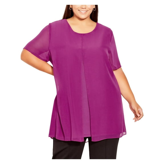 Avenue Studio Womens Plus Liv Overlay Boatneck Tunic Top