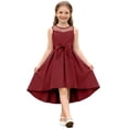 thumbnail image 6 of OGLCCG Teens Girl's Dresses with Bow Belt Mesh Tulle Sleeveless Casual Holiday Sundress High-Low Wedding Princess Dress 5-16 Years, 6 of 6
