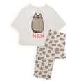 thumbnail image 1 of Conjunto de pijama Pusheen para mujer, algodón, dibujos animados con dibujos animados de gatos, 1 of 6
