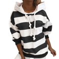 thumbnail image 2 of Black Sweatshirt for Women's Autumn and Winter New Fashionable Casual Striped Color Blocking Hoodie Women Fall Clothes, 2 of 4