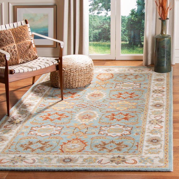 Safavieh Heritage Giles Oriental Wool Area Rug, Light Blue/Ivory, 3' x 5'