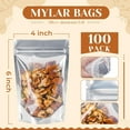 thumbnail image 3 of 100 Pack 4x6 Mylar Foil Bags Resealable Stand Up Food Storage Bags for Small Business Packaging Clear Zip Lock Pouches Durable Airtight Packaging Supplies, 3 of 6