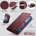 thumbnail image 5 of CaseMe Wallet Case for iPhone 14 Pro Max Compatible with Magsafe, 2-in-1 PU Leather【RFID Blocking】Flip Card Holder Stand Shockproof Magnetic Detachable Cover for iPhone 14 Pro Max 6.7",Wine Red, 5 of 10